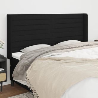 vidaXL Cabecero Con Orejas De Tela Negro 183x16x118/128 Cm Vidaxl
