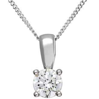 Diamant L'&eacute;ternel Womens Diamond Solitaire Pendant, 18ct White Gold IJ/I Round Brilliant Certified 0.50ct Weight - One Size