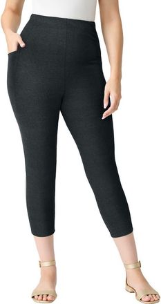 Roaman's Side-Pocket Essential Capri Legging in Heather Charcoal at Nordstrom, Size 36