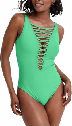 Bleu Rod Beattie Core Lace Down Mio One-Piece Swimsuit In Parakeet
