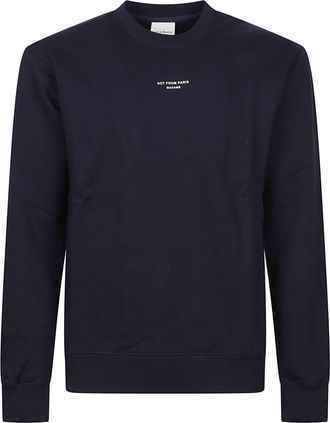 Dr&ocirc;le de Monsieur Classic Slogan Navy Crewneck Cotton Sweatshirt
