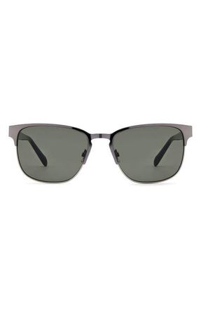 Fossil 56mm Rectangular Sunglasses in Dark Ruthenium/Brown at Nordstrom
