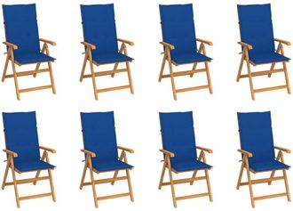 vidaXL Vidaxl - Sillas De Jard&iacute;n Reclinables Con Cojines 8 Uds Teca Maciza