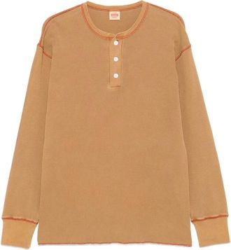 Gramicci Waffle Henley - Heren - Ronde hals truien - Bruin - L - Truien & Vesten
