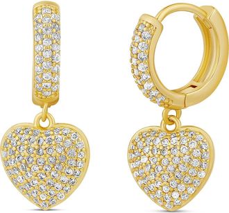 SHYMI Pav&eacute; Dangling Heart Huggie Hoop Earrings in Gold at Nordstrom