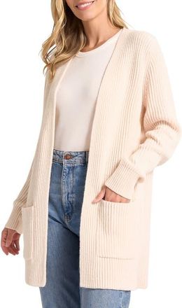 Matty M Faye Longline Open Front Cardigan in Ivory at Nordstrom, Size X-Large