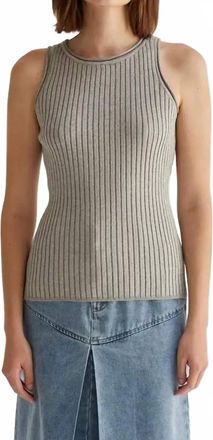 Crescent Renae Lurex Ribbed Tank Top In Silver