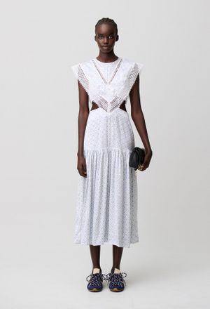 Claudie Pierlot Robe longue satin&eacute;e dentelle