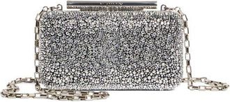 Alexander McQueen T-Bar Crystal Box Clutch in Silver/black at Nordstrom