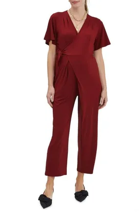 Nom Maternity Lucia Maternity Jumpsuit in Claret at Nordstrom, Size Medium