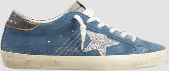 Golden Goose Super-Star Suede Glitter Low-Top Sneakers
