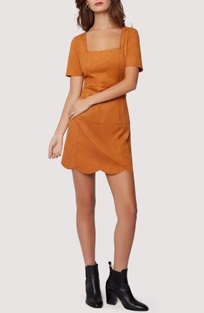 Lost + Wander Amore Faux Suede Minidress in Caramel at Nordstrom, Size Medium