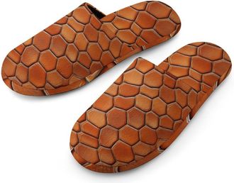 Generic Hexagonal Skin Pattern Mens Flannel Slipper Soft Comfy House Shoes Non Slip Winter Warm Indoor Outdoor Slippers