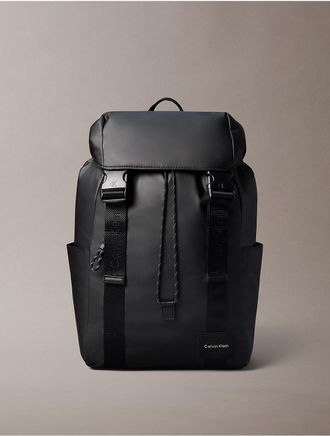Calvin Klein Mens Utility Sport Flap Backpack - Black