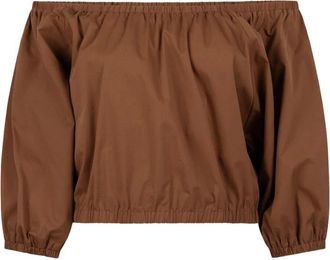 Aaiko Top zonder mouw Maddy Popline CO - Dames - Blouses - Bruin - XL - Leer - Overhemden