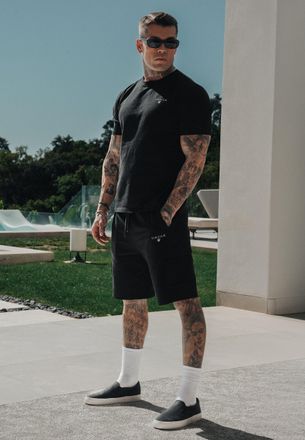 Siksilk Mens Black T-Shirt and Shorts Set XXL