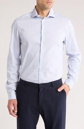 Calvin Klein All Season Slim Fit Check Performance Dress Shirt in Blue at Nordstrom Rack, Size 15.5 - 32/33