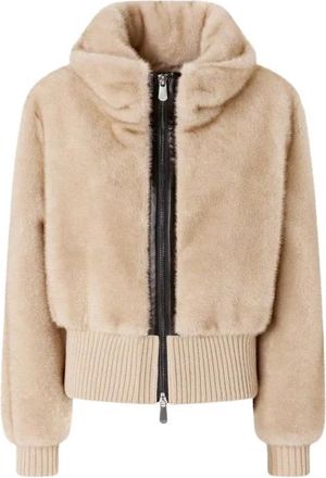 Pinko Bagels Faux Fur Bomberjack - Dames - Jassen - Beige - L - Polyester - Jassen