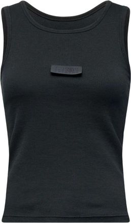 Maison Margiela Geribbelde Tanktop - Dames - Tops zonder mouwen - Zwart - M - Katoen - Tops