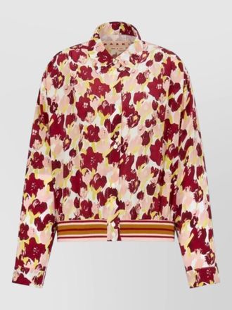Marni long sleeve shirt floral print striped hem