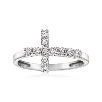 Ross-Simons Lab-Grown Diamond Sideways Cross Ring in Sterling Silver
