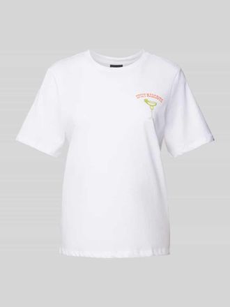 Pieces T-Shirt mit Motiv-Print in Weiss, Gr&ouml;&szlig;e XS