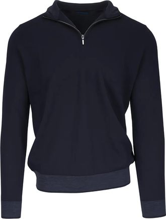 Patrick Assaraf Top con mezza zip - Blu