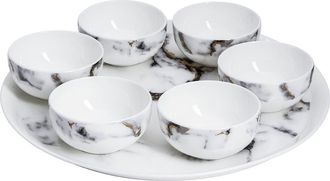 Prouna Marble Venice Fog Seder Plate / Appetizer Set in White at Nordstrom