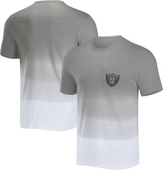 NFL Mens NFL x Darius Rucker Collection by Fanatics Silver/White Las Vegas Raiders Dip Dye Pocket T-Shirt at Nordstrom, Size Small