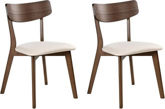 Beliani Set of 2 Dining Chairs HOPE Wood Off-White/ Dark Brown