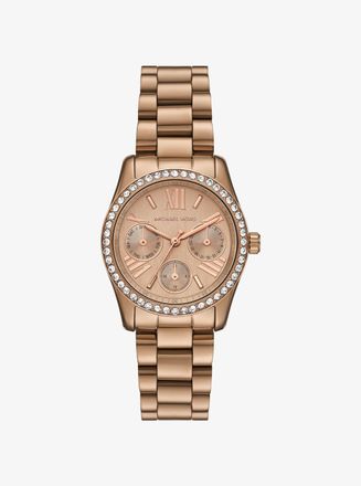 Michael Kors Mini Lexington Pav&eacute; Brushed Beige Gold-Tone Watch