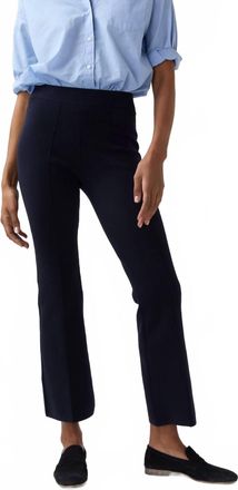 Ann Mashburn Lara Knit Flare Cropped Pant In Navy Supima Cotton