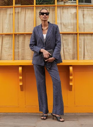 Baukjen Womens Vivienne Linen Trouser - Blue - Size 18 UK