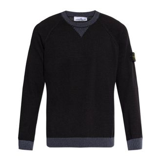 Stone Island Round-neck Knitwear, male, Blue, Size: 2XL Crew neck sweater