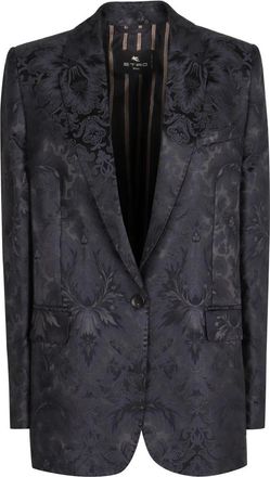 Etro Bloemmotief Eenknoopsjasje - Dames - Blazers - Blauw - M - Jassen