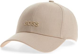 BOSS Zed Embroidered Logo Adjustable Baseball Cap in Open Beige at Nordstrom