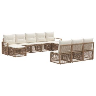 vidaXL Conjunto De Sof&aacute;s De Jard&iacute;n 10 Pcs Beige Rat&aacute;n Sint&eacute;tico Vidaxl