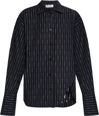 The Attico logo-print cotton shirt - women - Cotton - 40 - Blue