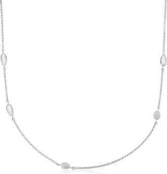 Monica Vinader Sterling Silver Nura Teardrop Mixed Station Diamond Necklace Diamond