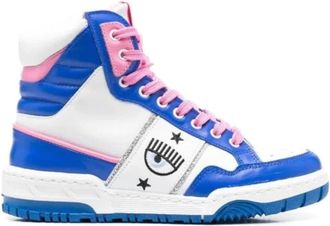 Chiara Ferragni Wit Blauw Lage Top Sneakers - Dames - Sneakers - Blauw - 37 EU - Schoenen
