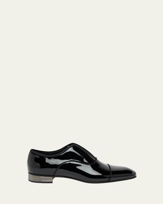Christian Louboutin Mens Alphamale Galvin Patent Leather Cap-Toe Loafers