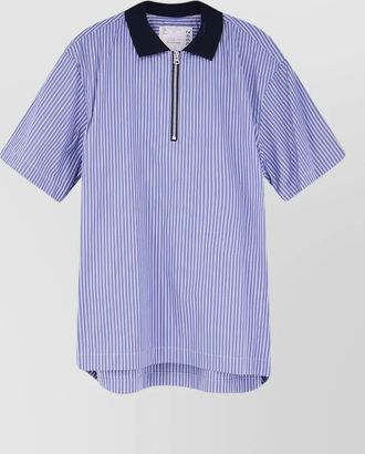sacai loose fit polo shirt striped pattern