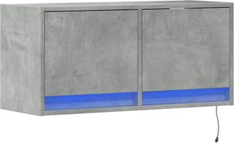 vidaXL Mueble De Tv De Pared Con Luces Led Gris Hormig&oacute;n 80x31x35 Cm Vidaxl