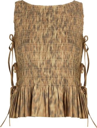 Ganni Leopard-print Stretch-cotton Poplin top - Light Brown - 38 (UK10 / S)