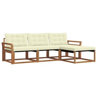 vidaXL Conjunto De Sof&aacute;s De Exterior Con Coj&iacute;n 4 Pcs Natural Y Crema Vidaxl