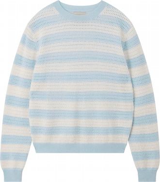 JUMPER 1234 Womens Striped Textured Sweater In Light Blue/white