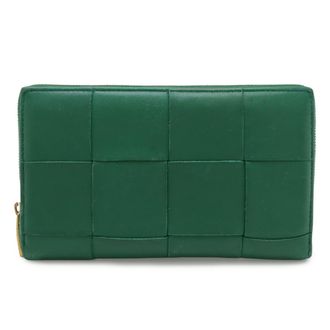 Bottega Veneta Green Leather Long Wallet (Bi-Fold) (Pre-Owned)