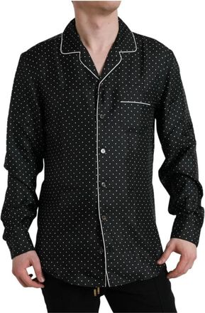 Dolce & Gabbana Polka Dot Zijden Casual Shirt - Heren - Casual Overhemden - Zwart - S - Overhemden