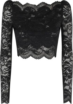 Paco Rabanne Zwart Kant Crop Top Lange Mouw - Dames - Longsleeves - Zwart - XS - Tops