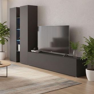 Dmora Parete Modular Fabiano, 12 Estantes, Made In Italy, 30x280x180h Cm Negro Antracita